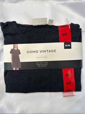 Como Vintage Black Tiered Jersey Dress
